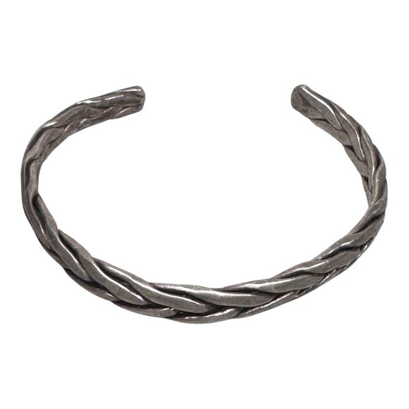 Sterling Silver Braided Old Pawn Cuff Bracelet Size 6.5" Signed Made In Mexico - Picture 3 of 8